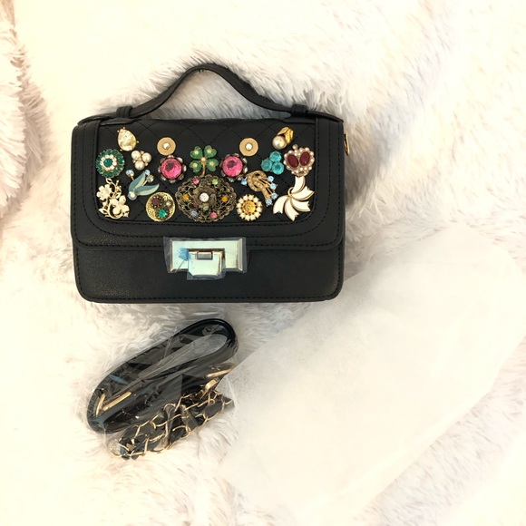 Hand Crafted Handbags - Top Handle Crossbody Bag With Vintage Jewelry